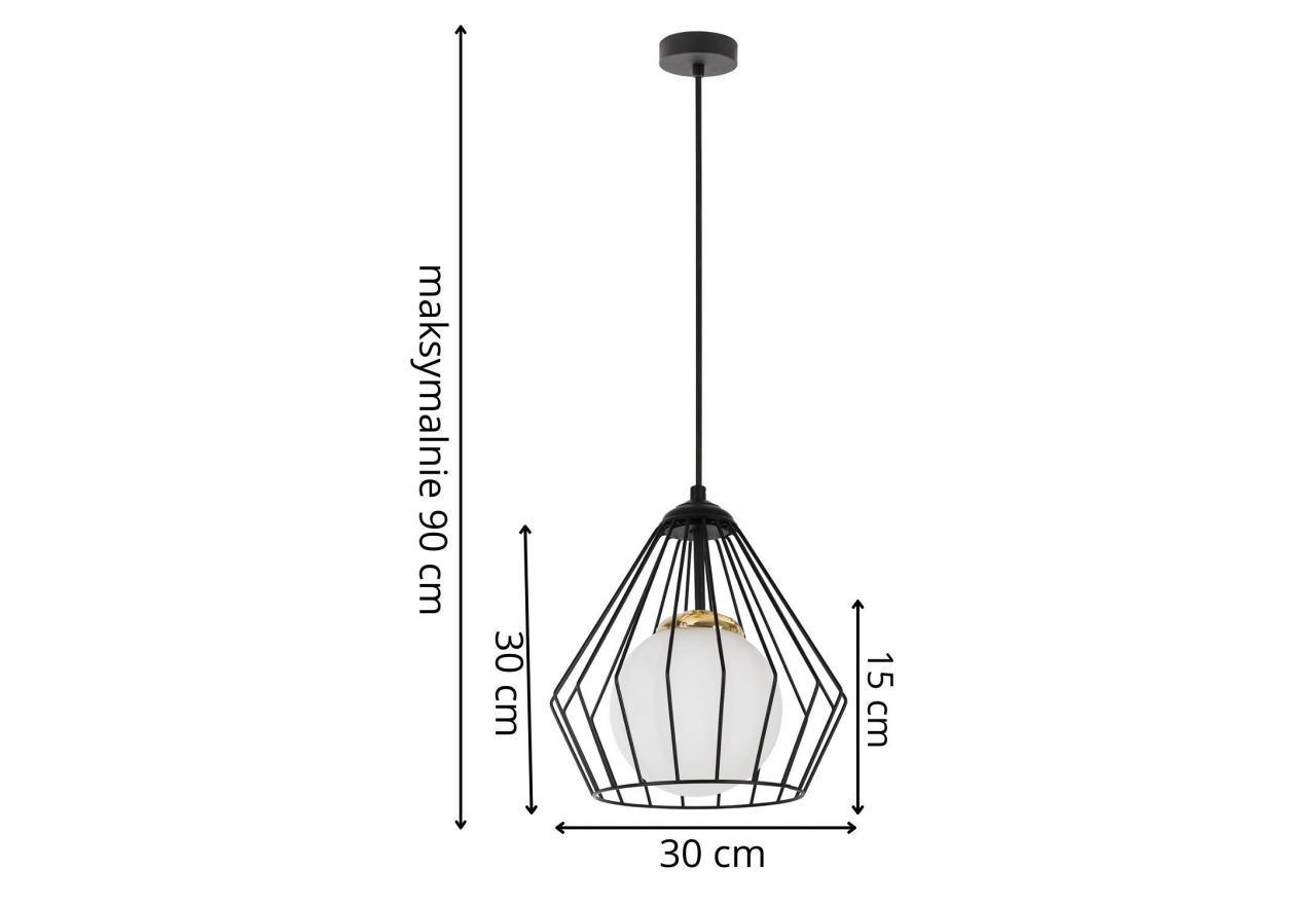 Jednopunktowa lampa sufitowa wisząca RIESI z czarnym drucianym