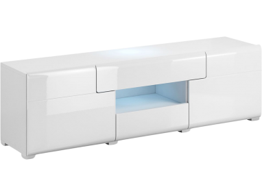 Elegancka szafka pod telewizor ARONA w białym kolorze i o nowoczesnym designie