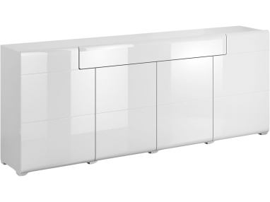 Designerska czterodrzwiowa biała komoda ARONA do nowoczesnego salonu lub sypialni