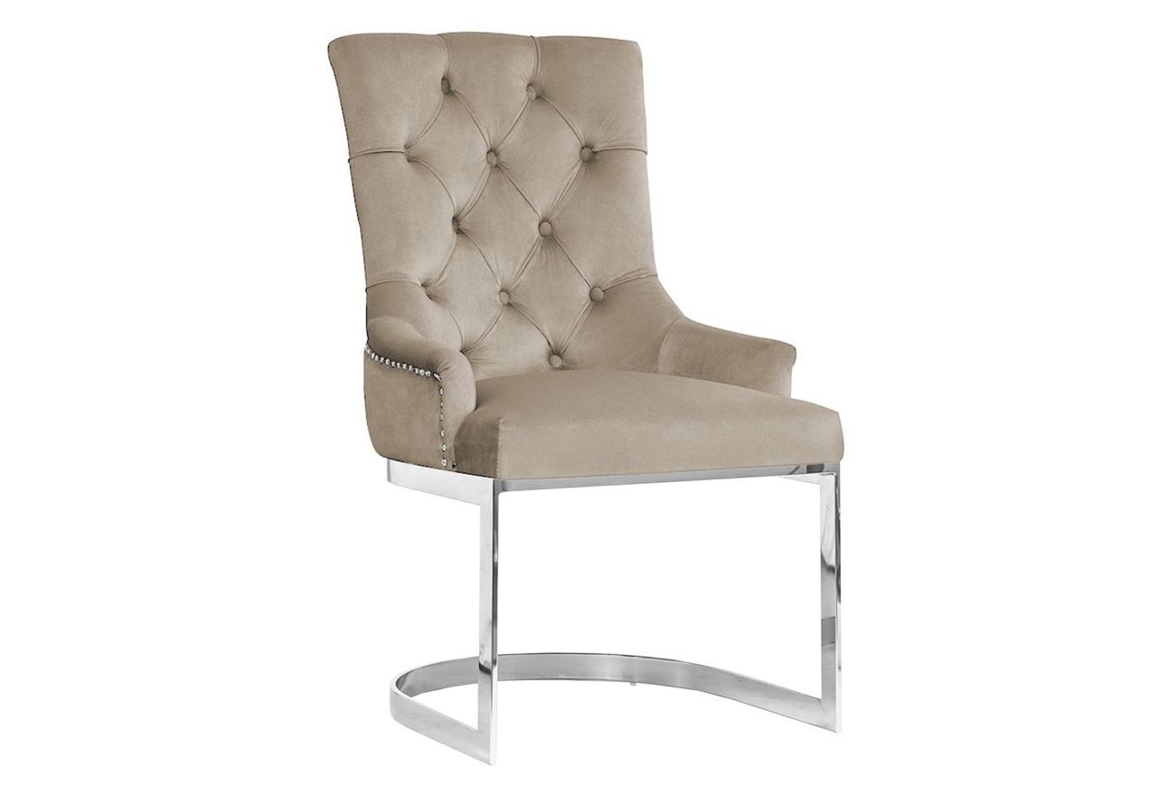 Eleganckie pikowane krzesło w stylu chesterfield na metalowych nogach PETRA z podłokietnikami