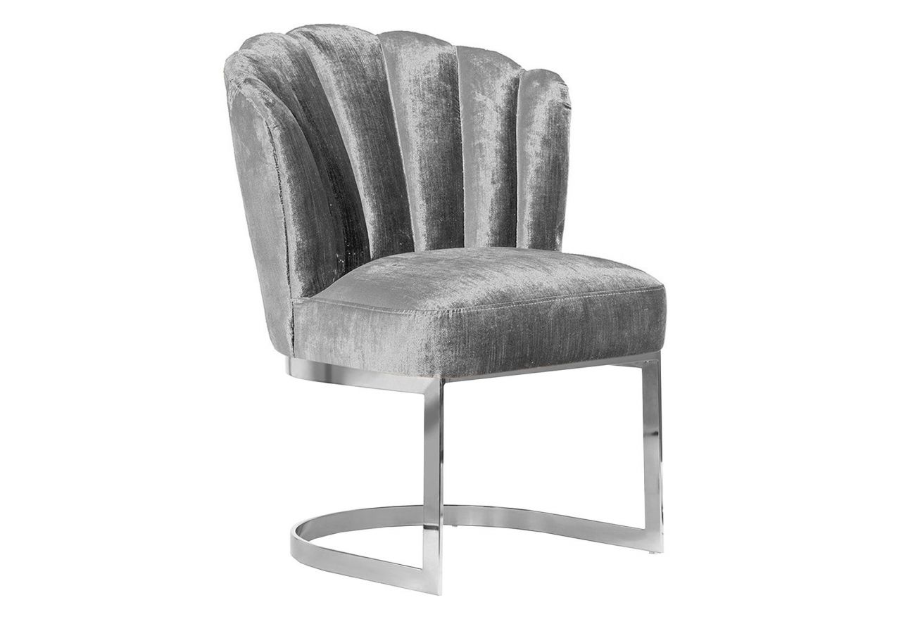 Luksusowe krzesło muszelka MONTELLO z pięknym oparciem w formie muszli i nogami ze stali