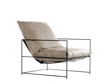 Designerski fotel wypoczynkowy ENDINE z miękkim siedziskiem i metalowym stelażem
