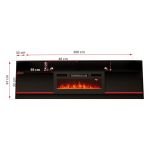 Czarna szafka RTV w połysku z kominkiem elektrycznym, oświetleniem LED i szafkami do salonu - DONNA 5