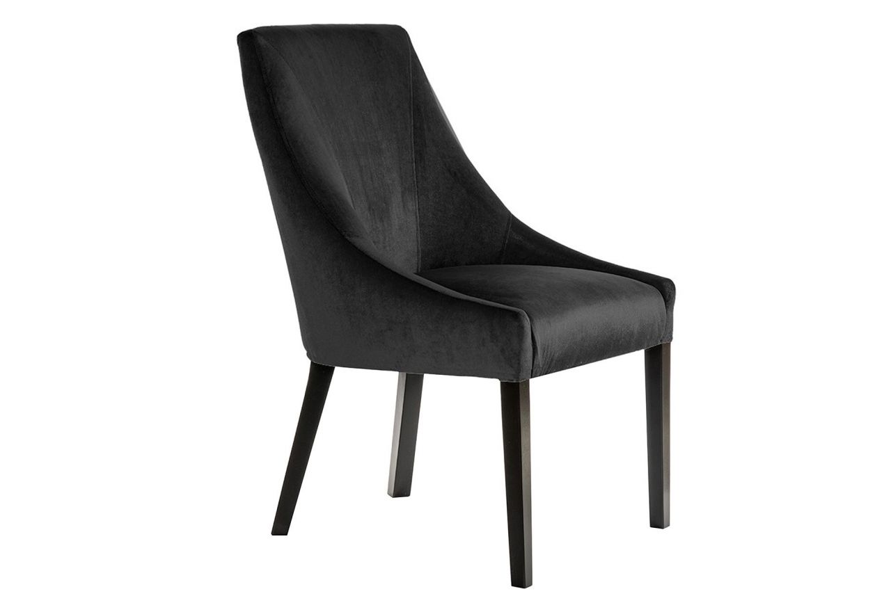 Eleganckie krzesło o prostej formie SORRENTI z wysokim oparciem i stylowymi nóżkami z drewna