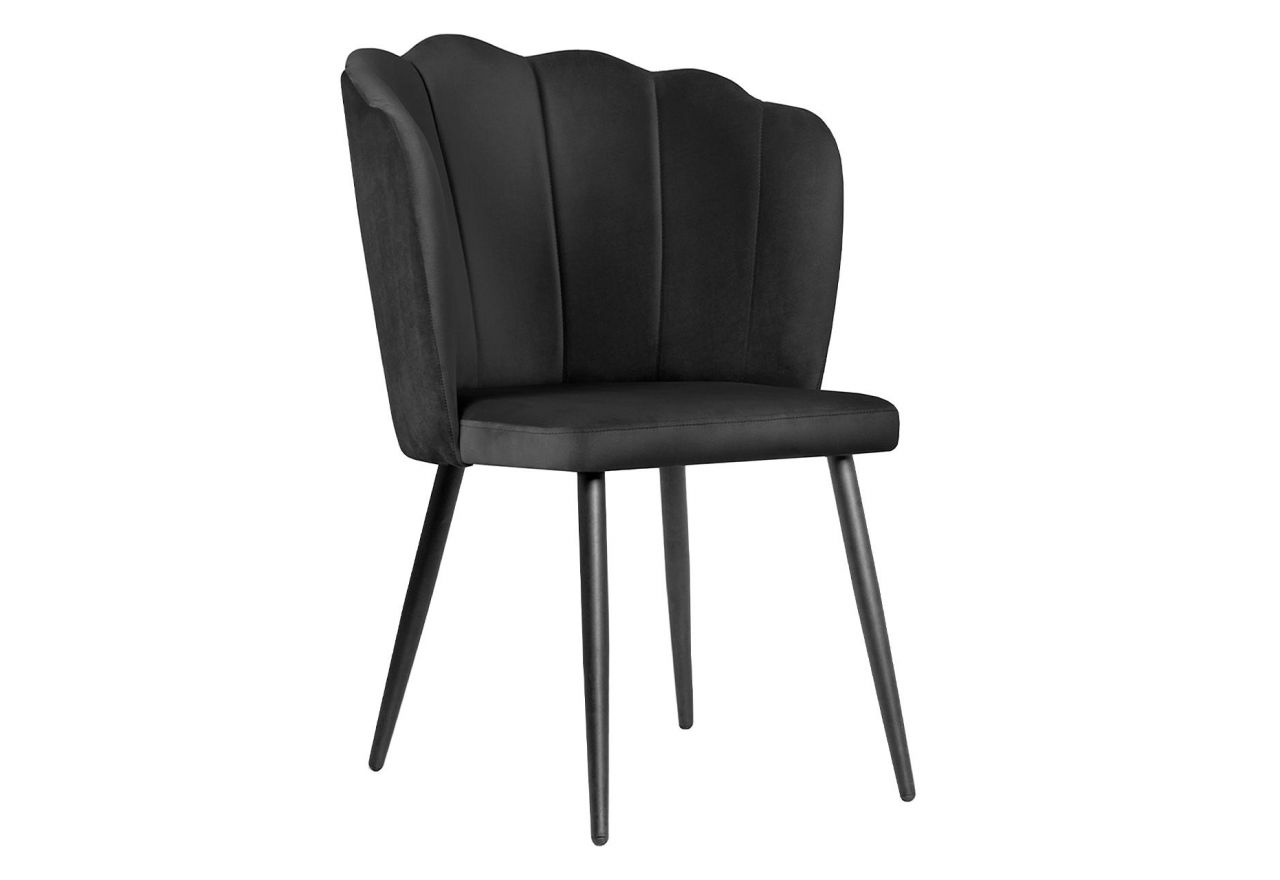 Nowoczesne designerskie krzesło muszelka w stylu glamour LERENA z finezyjnie wyprofilowanym oparciem