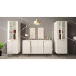 Elegancka komoda 160 cm z szufladami, metalowymi nóżkami, w białym połysku do salonu lub sypialni - AMARE 2