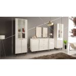 Elegancka komoda 160 cm z szufladami, metalowymi nóżkami, w białym połysku do salonu lub sypialni - AMARE 2