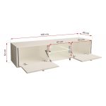 Luksusowa szafka RTV 160 cm w białym połysku do salonu, z metalowymi nóżkami z imitacją złota - AMARE 1