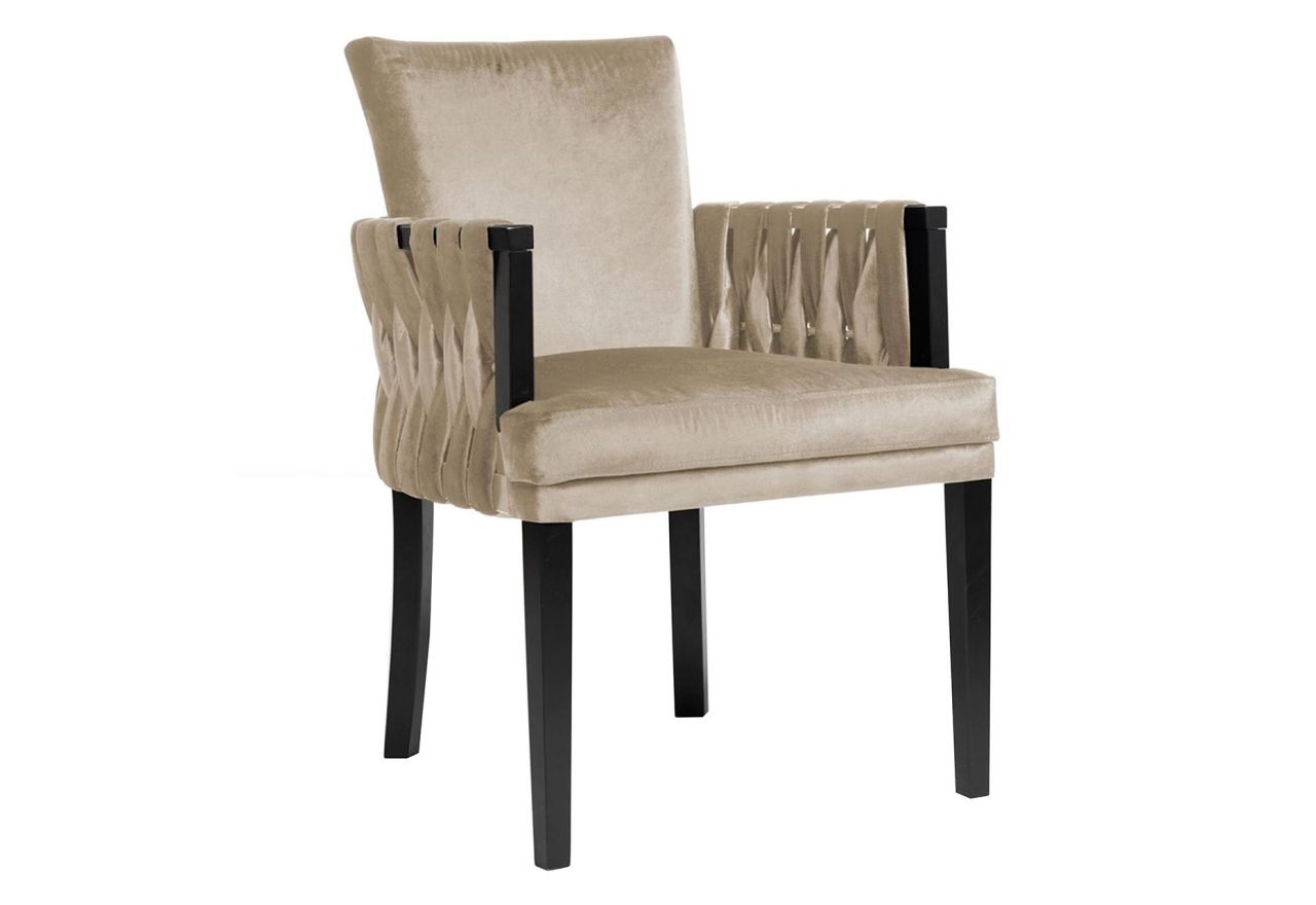 Stylowe krzesło holenderskie z fantazyjnymi podłokietnikami ELVIRA tapicerowane