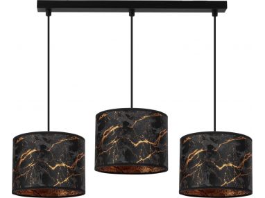 Trzypunktowa lampa sufitowa LEONDI na metalowej ramie i z ciemnymi kloszami glamour