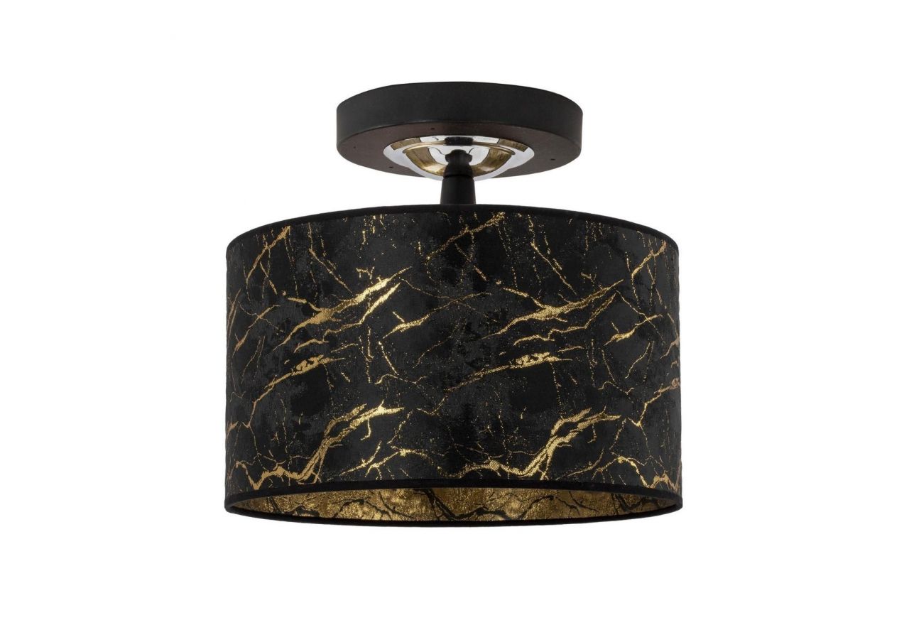 Lampa sufitowa ze złotym wnętrzem ORINI z abażurem imitującym czarny marmur