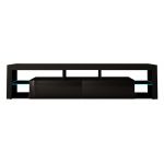 Stojąca szafka RTV 200 cm w czarnym połysku do salonu, opcja wisząca, z oświetleniem LED  - REINER 7