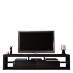 Stojąca szafka RTV 200 cm w czarnym połysku do salonu, opcja wisząca, z oświetleniem LED  - REINER 7