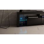 Stojąca szafka RTV 200 cm w czarnym połysku do salonu, opcja wisząca, z oświetleniem LED  - REINER 7