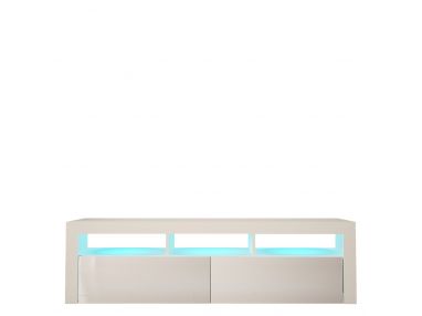 Stylowa szafka RTV 160 cm w białym połysku, z oświetleniem LED do salonu - REINER 8