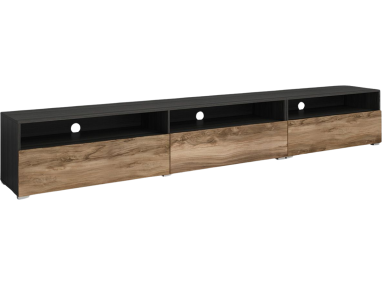 Uniwersalna szafka RTV w nowoczesnym stylu do salonu z opcją LED - BANIKA Satin orzech / Touchwood