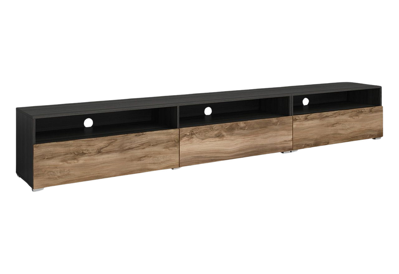 Uniwersalna szafka RTV w nowoczesnym stylu do salonu z opcją LED - BANIKA Satin orzech / Touchwood