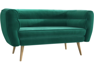 Sofa dwuosobowa wolnostojąca w skandynawskim stylu - BAKU butelkowa zieleń