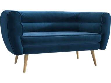 Sofa w stylu skandynawskim dla dwóch osób na wysokich nóżkach - BAKU granatowa