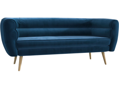 Wolnostojąca sofa trzyosobowa w stylu skandynawskim - BAKU granatowa