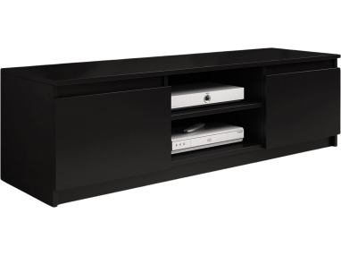 Elegancka szafka RTV 120 cm z opcją oświetlenia LED - LOWBOARD PILAR czarny grafit