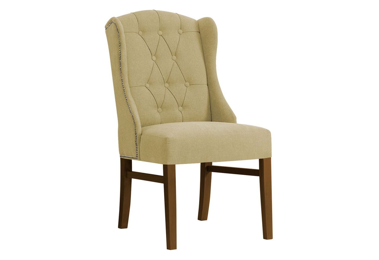 Luksusowe krzesło pikowane RODAN z oparciem w stylu fotela uszaka