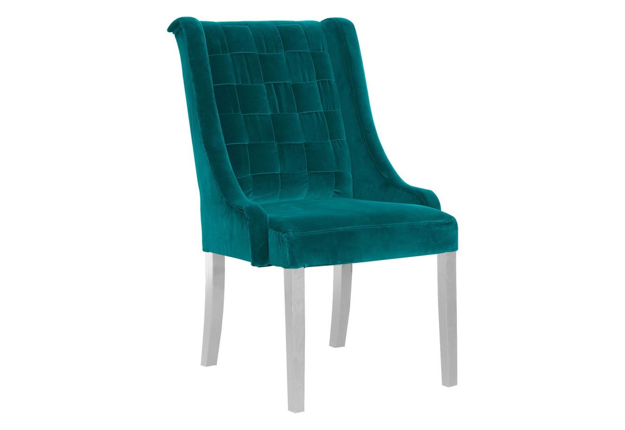 Tapicerowane krzesło fotelowe PONTILLE z przeplatanym wzorem na oparciu