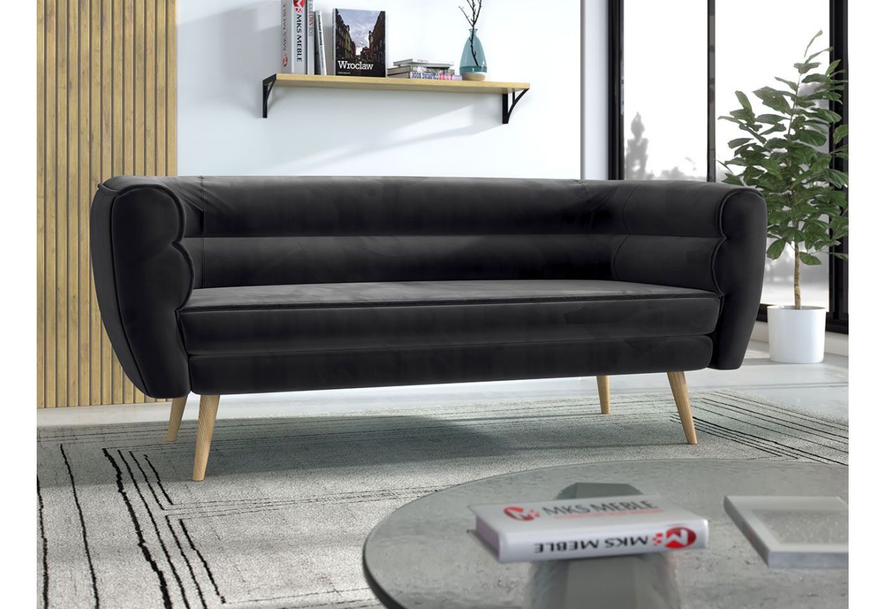 Wygodna sofa w stylu skandynawskim dla trzech osób  - BAKU grafitowa