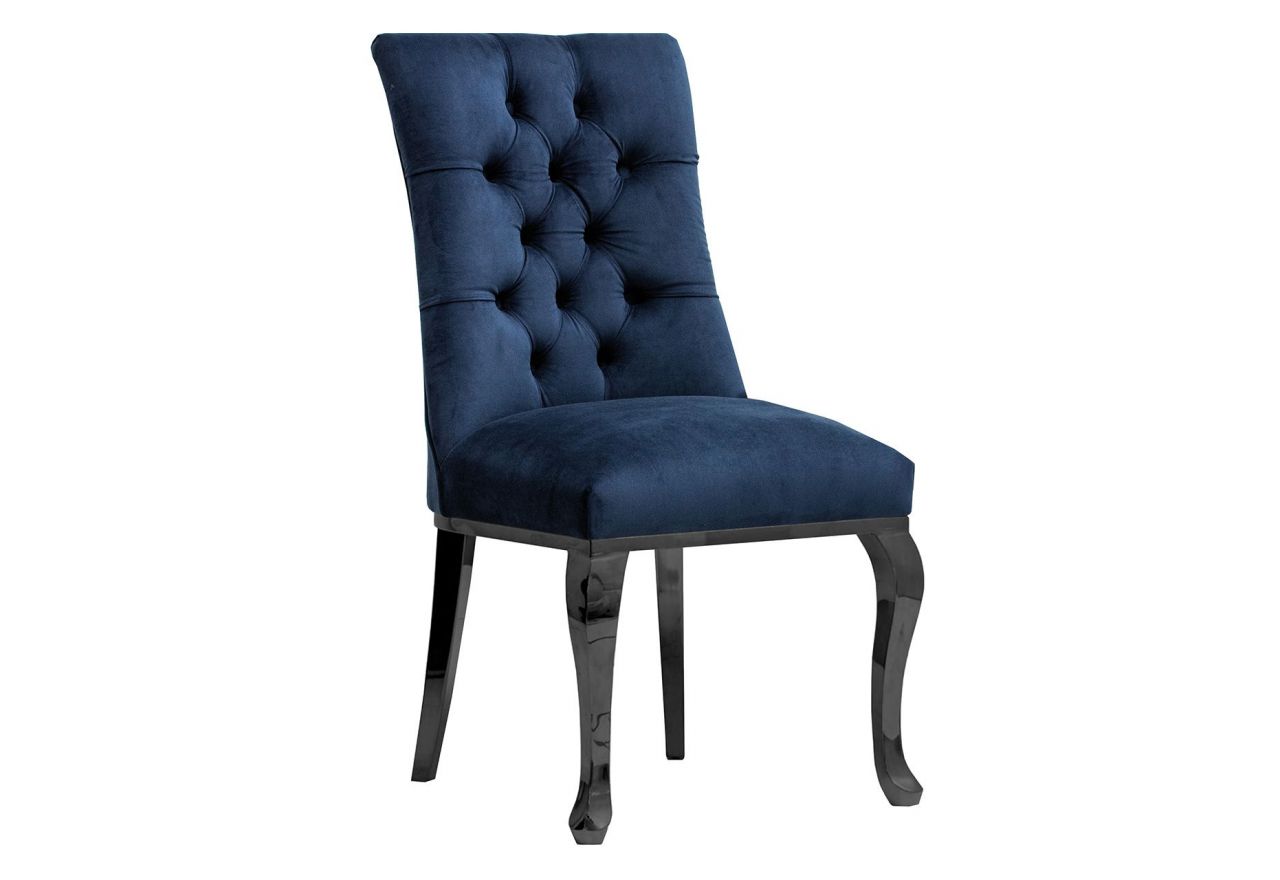 Luksusowe krzesło tapicerowane LANZONI GLAMOUR z pikowanym oparciem w stylu chesterfield