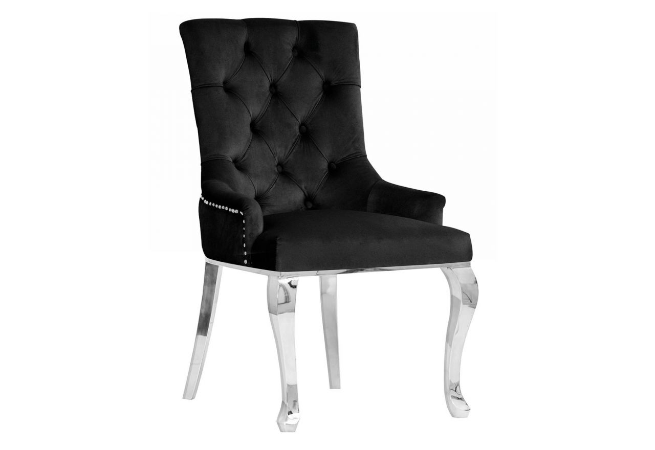 Piękne krzesło z metalowymi profilowanymi nóżkami ALTINO GLAMOUR pikowane