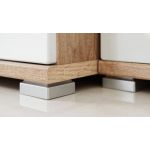 Meblościanka do kącika telewizyjnego, do salonu, z oświetleniem LED i frontami w połysku - KASHMIR Biały połysk / Dąb Monument