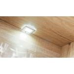 Meblościanka do kącika telewizyjnego, do salonu, z oświetleniem LED i frontami w połysku - KASHMIR Biały połysk / Dąb Monument