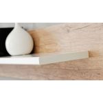 Meblościanka do kącika telewizyjnego, do salonu, z oświetleniem LED i frontami w połysku - KASHMIR Biały połysk / Dąb Monument