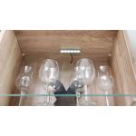 Meblościanka do kącika telewizyjnego, do salonu, z oświetleniem LED i frontami w połysku - KASHMIR Biały połysk / Dąb Monument