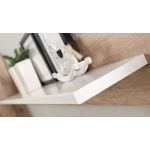 Meblościanka do kącika telewizyjnego, do salonu, z oświetleniem LED i frontami w połysku - KASHMIR Biały połysk / Dąb Monument