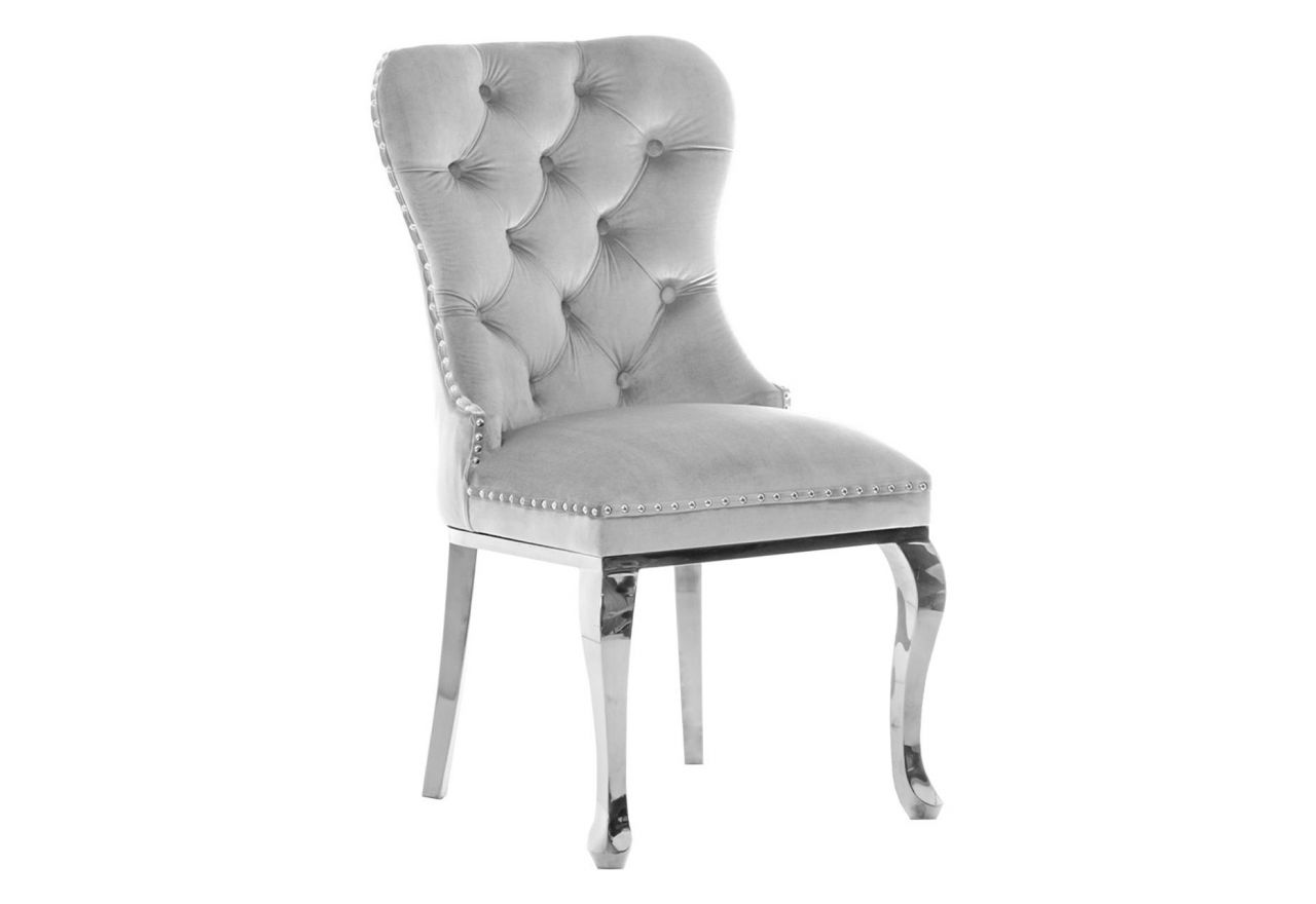 Designerskie krzesło MADENA GLAMOUR z metalowymi nóżkami i oparciem w stylu chesterfield
