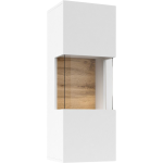 Elegancka witryna wisząca do pokoju i salonu z opcją LED, uniwersalna - AVOLA Biały / Biały - dąb wotan