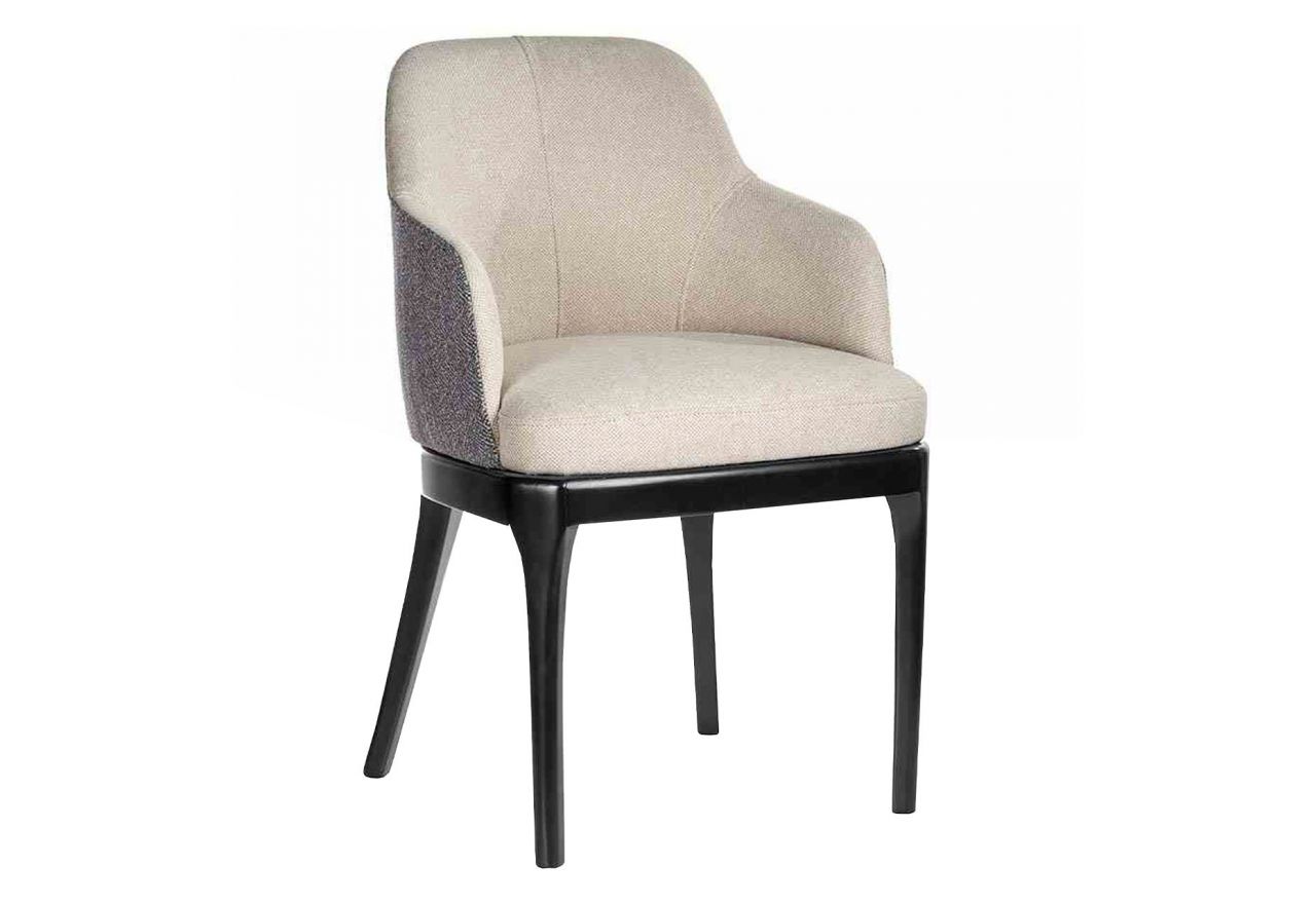 Eleganckie krzesło kubełkowe HARFORD z dwukolorowym siedziskiem na drewnianych nóżkach