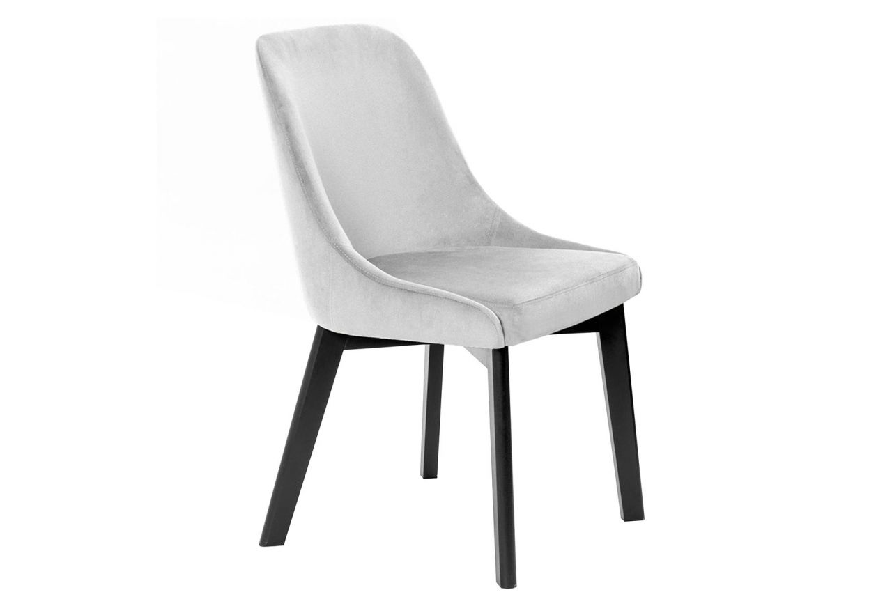 Nowoczesne krzesło tapicerowane IVETT o kompaktowych rozmiarach i drewnianych nogach
