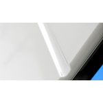 Przeszklona komoda 150 cm z szufladą i czarnymi uchwytami do salonu - LIGHT HB Biały połysk / Biały mat