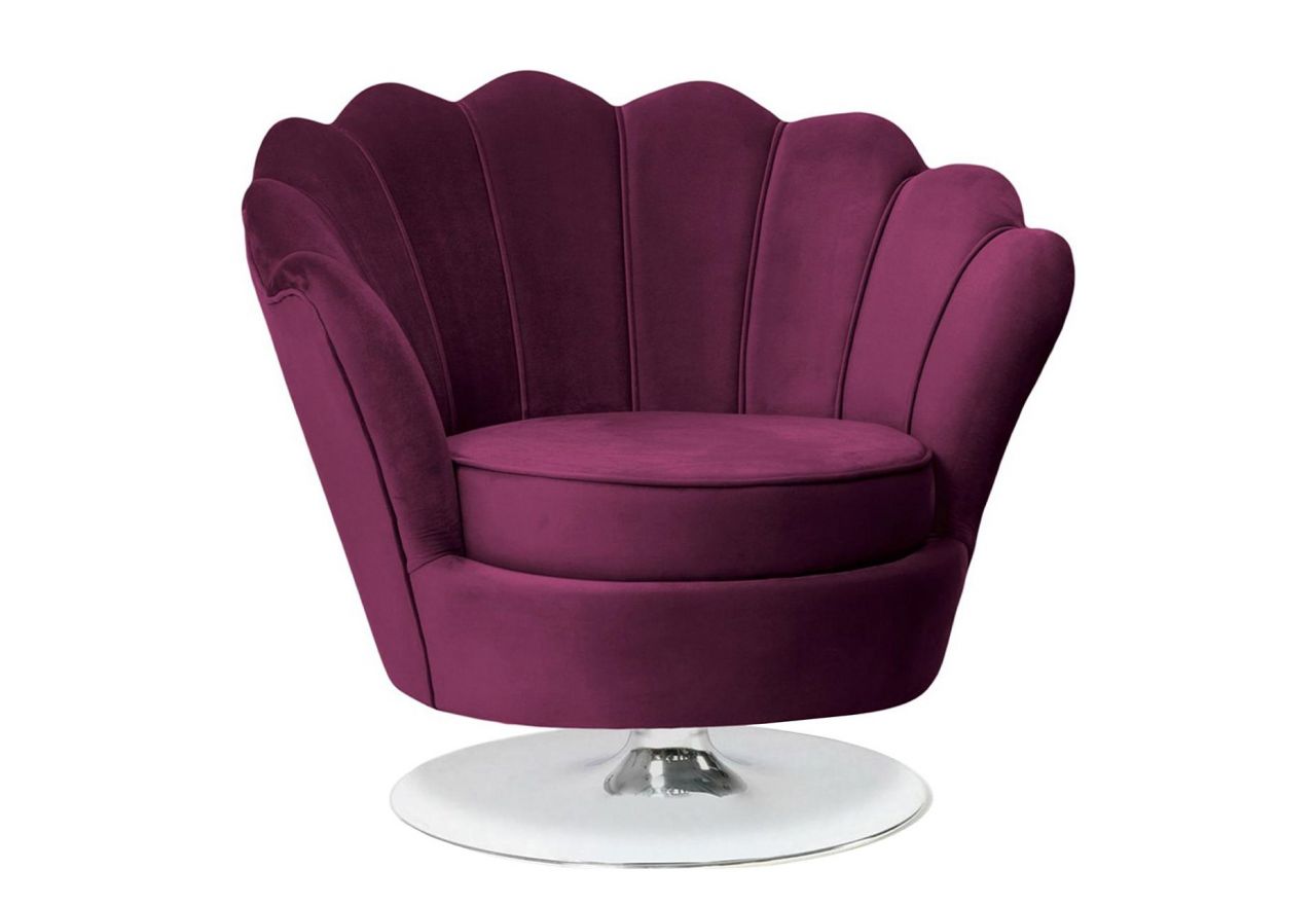 Nowoczesny fotel glamour obrotowy typu muszelka MORELLO na chromowanej podstawie