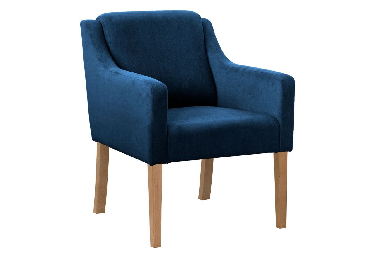 Eleganckie krzesło fotelowe MATINO z wygodnymi podłokietnikami i drewnianymi nogami