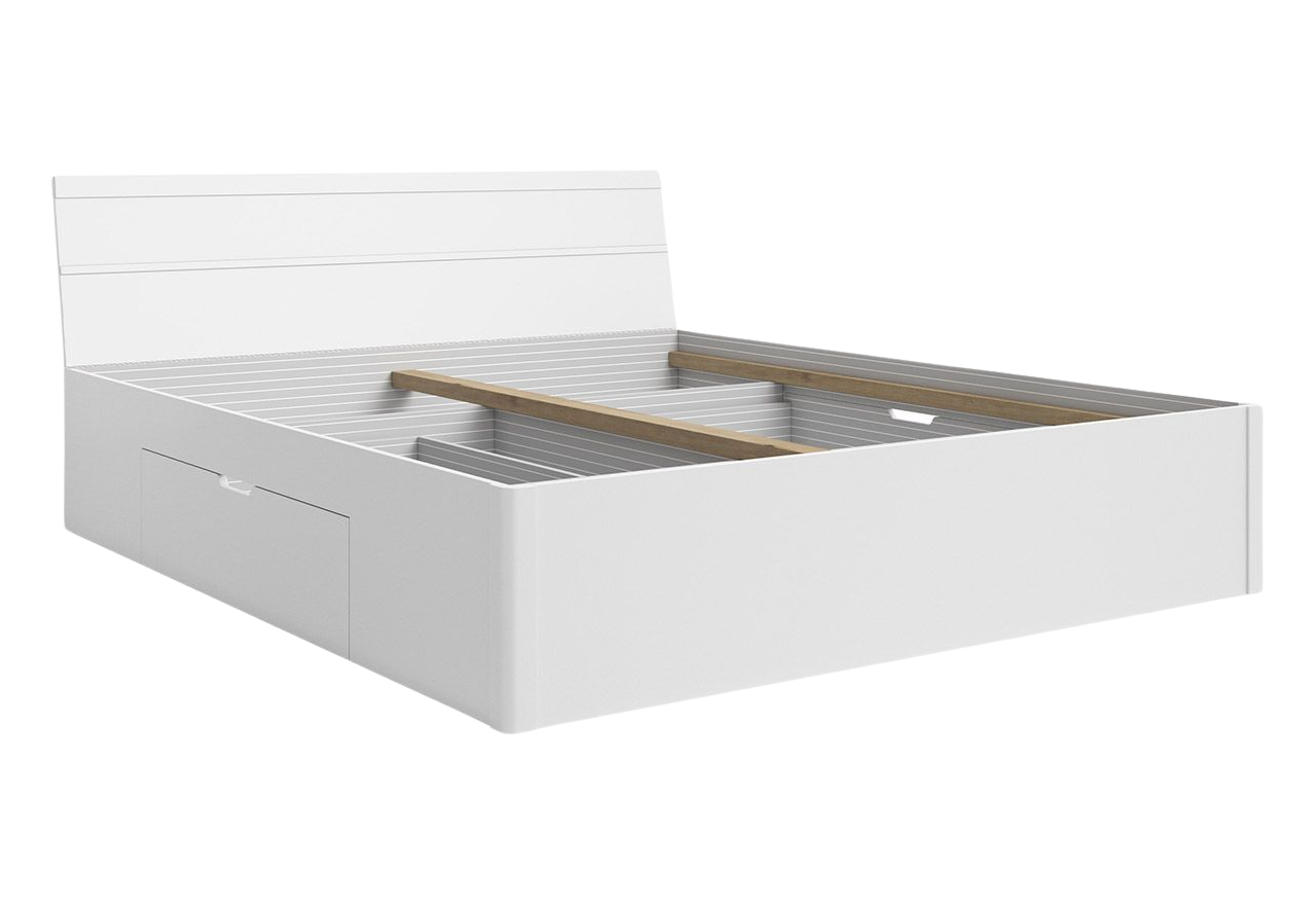 Dwuosobowe łóżko z szufladami i opcją wyboru materaca do sypialni - JOTA - Biały