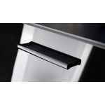 Luksusowa, czarna meblościanka z frontami w szkle, z oświetleniem LED RGB do salonu - ZAFIRO Czarne szkło / Czarny mat