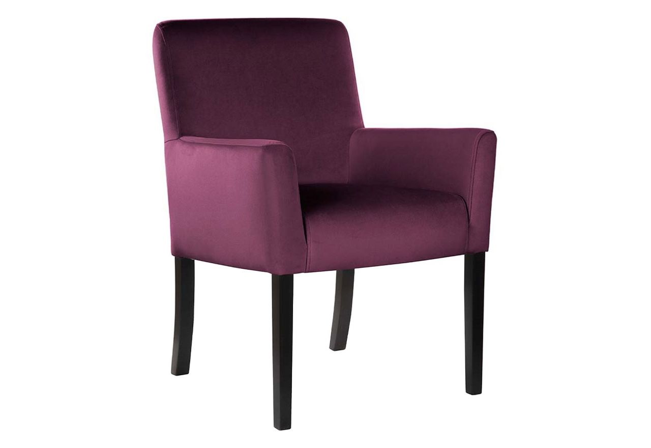Eleganckie krzesło fotelowe w minimalistycznym stylu TRYDENT na drewnianych nogach