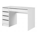 Eleganckie, praktyczne biurko, toaletka z lustrem LED do pokoju i sypialni - SUSANA / Biały połysk