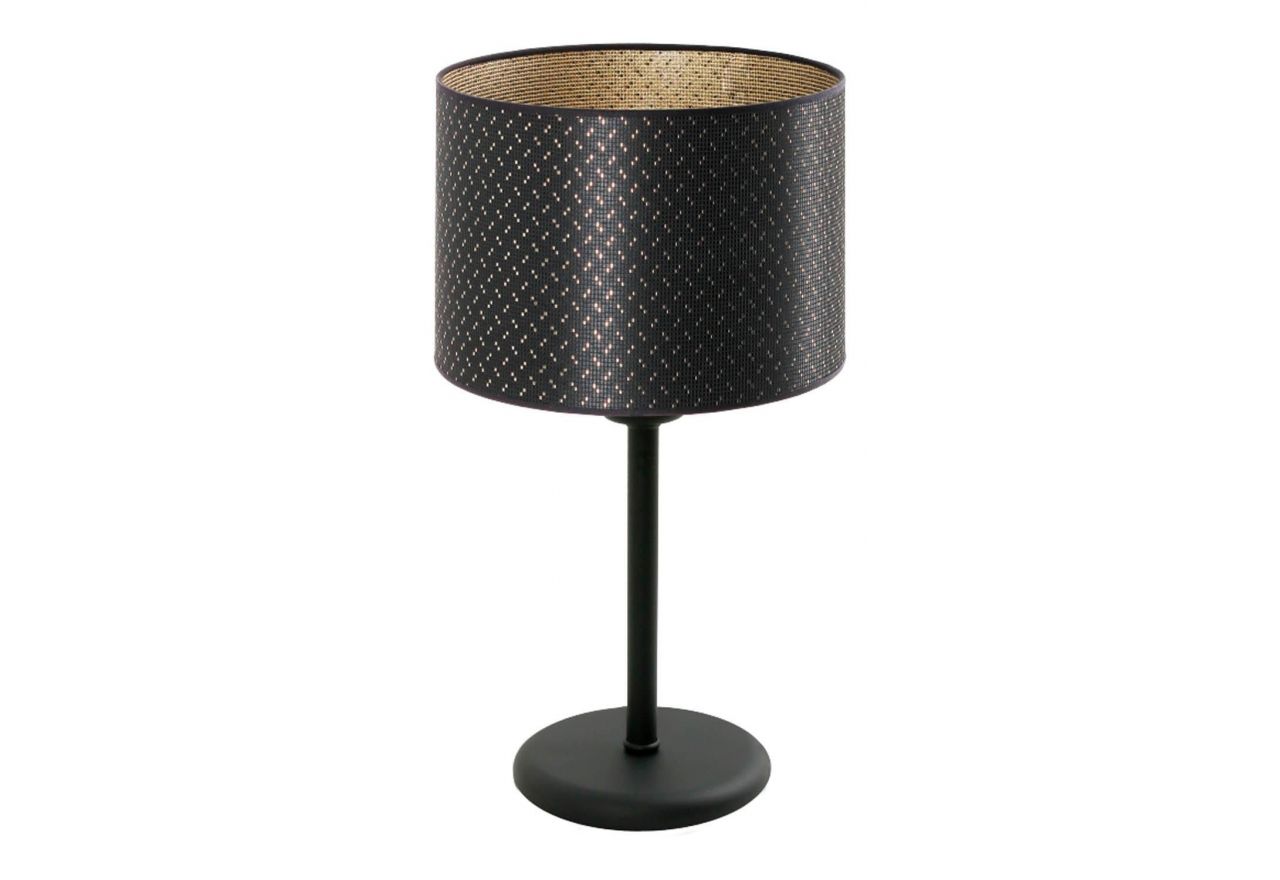 Mała lampka z eleganckim czarno-złotym kloszem w stylu glamour ARESSIO na metalowej podstawie