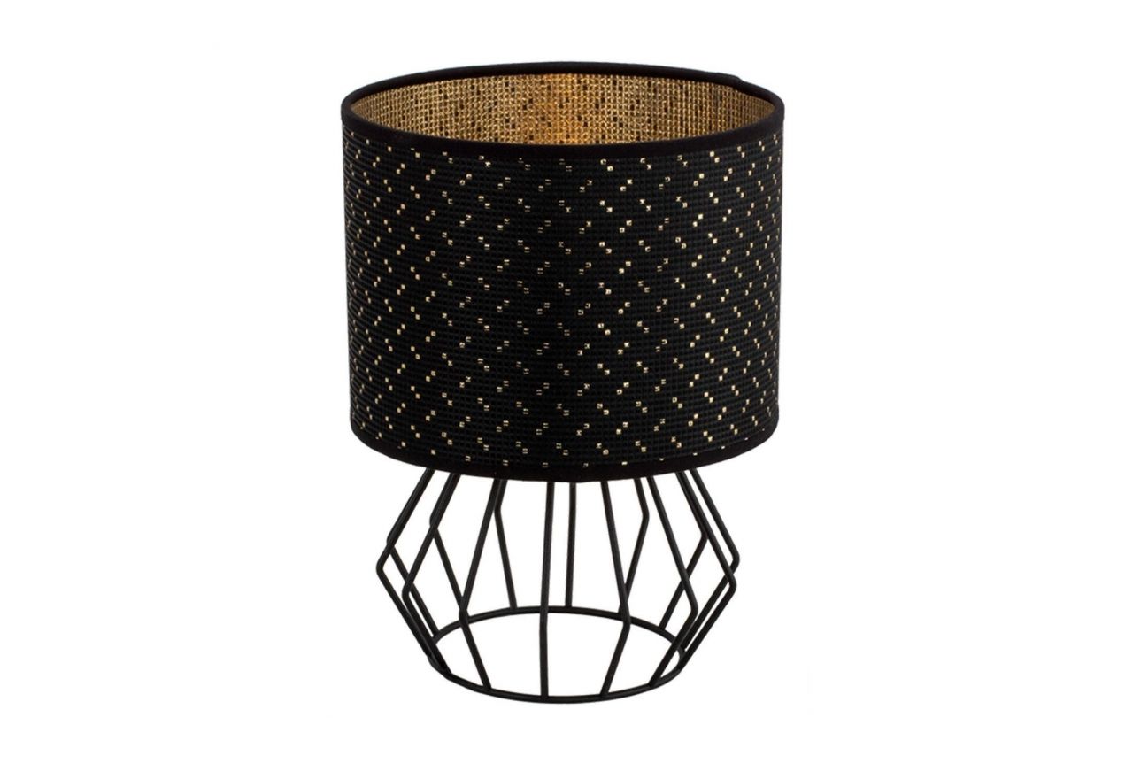 Lampka stołowa z drucianą podstawą i kloszem w stylu glamour ARESSIO czarna