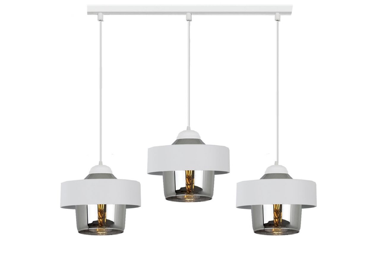 Designerska lampa sufitowa GABIANO o trzech szklanych kloszach w kolorze chromu