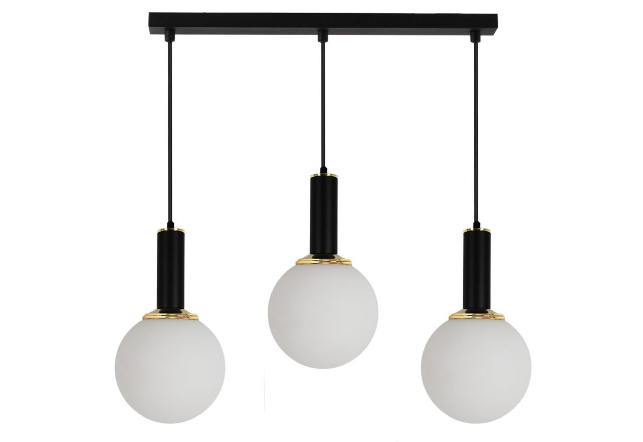 Nowoczesna potrójna czarno-złota lampa sufitowa INESSA o loftowym designie